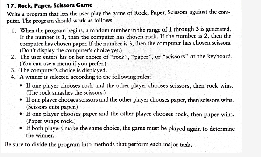 Solved Programming Challenge 17 Rock, Paper, Scissors in | Chegg.com