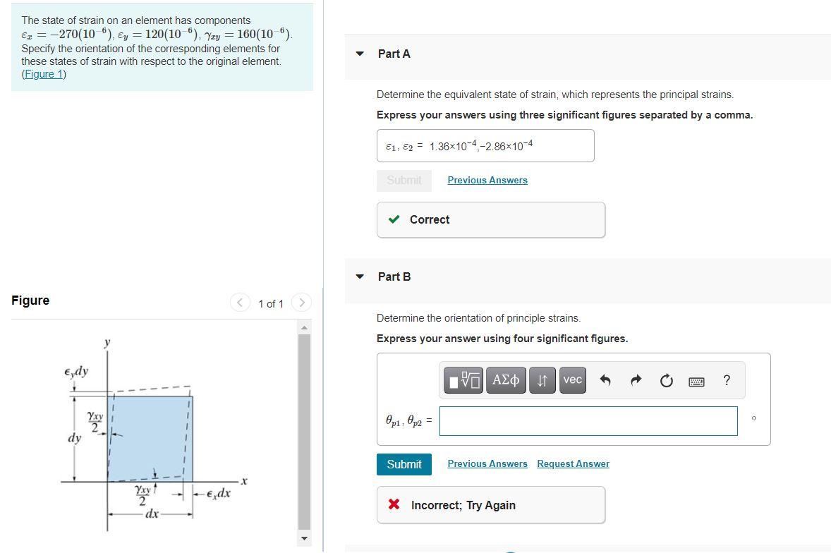 Solved The state of strain on an element has components Ez = | Chegg.com