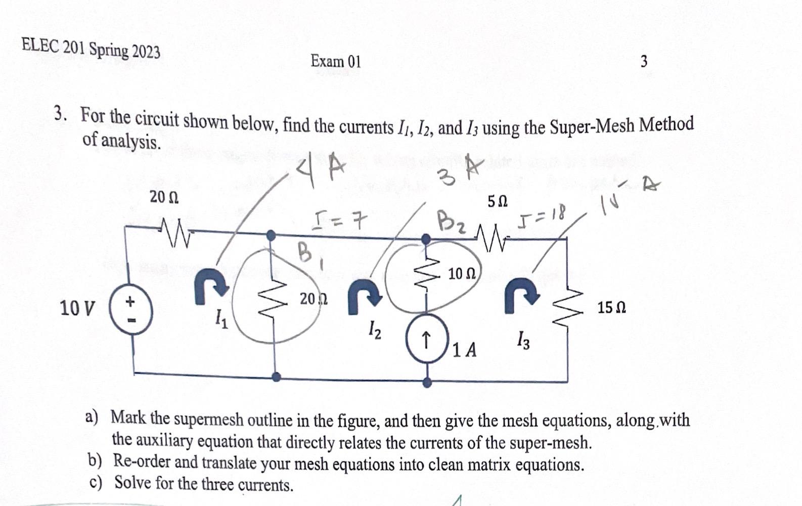 Solved 3. For the circuit shown below, find the currents | Chegg.com