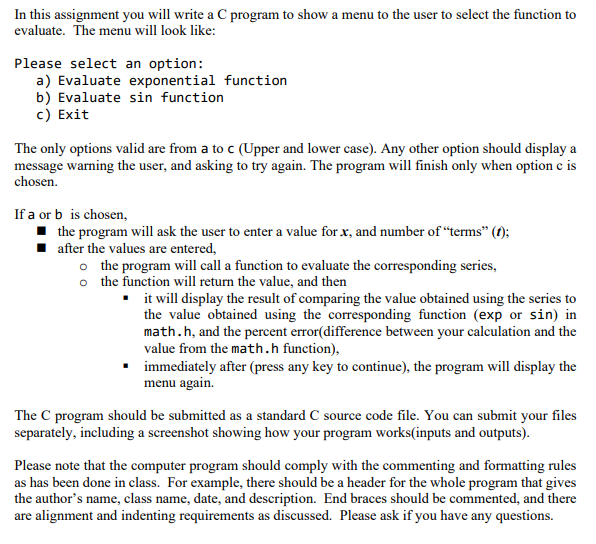 Solved In this assignment you will write a C program to show | Chegg.com