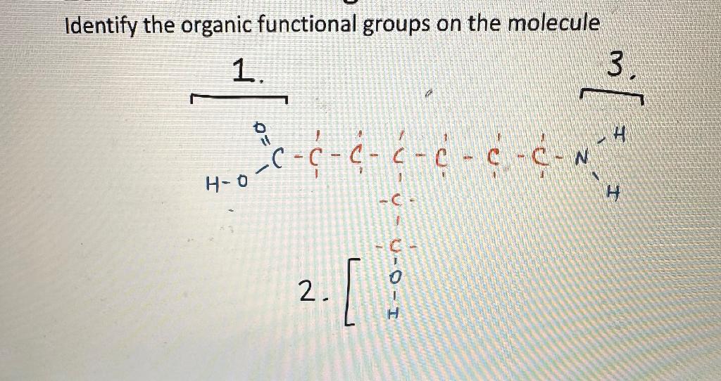 Identify the organic functional groups on the molecule