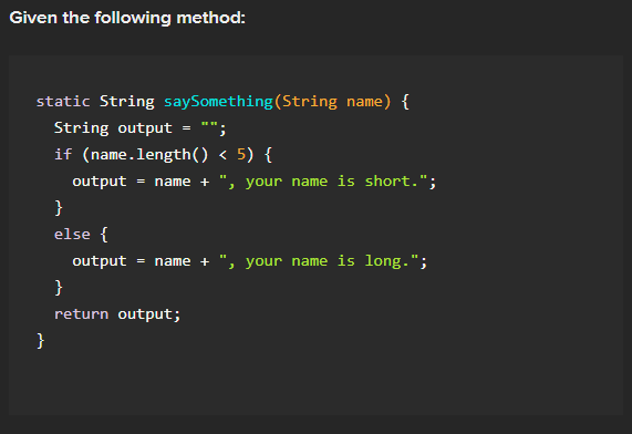 Solved fiven the following method: static String | Chegg.com