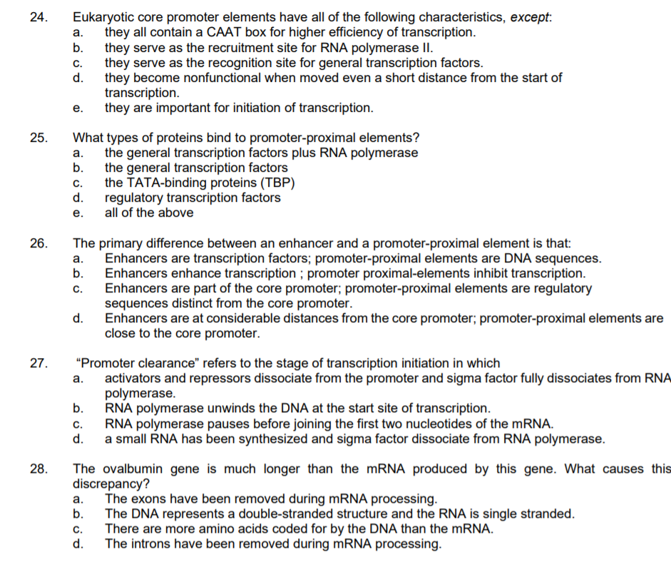 Solved 22. The - 10 region in bacterial promoter has all the | Chegg.com