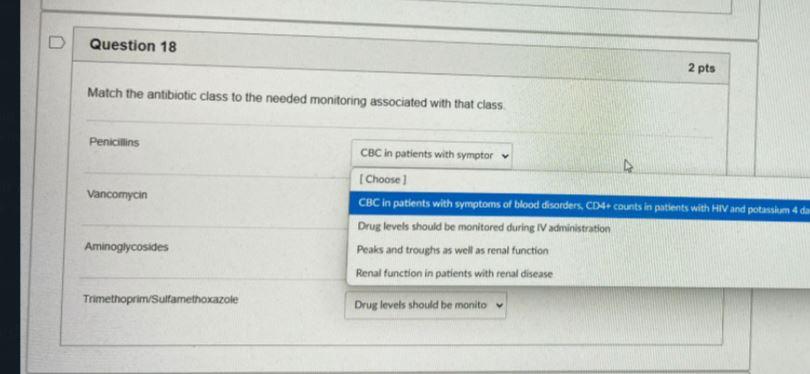 Solved D Question 11 2 pts A patient receiving a | Chegg.com