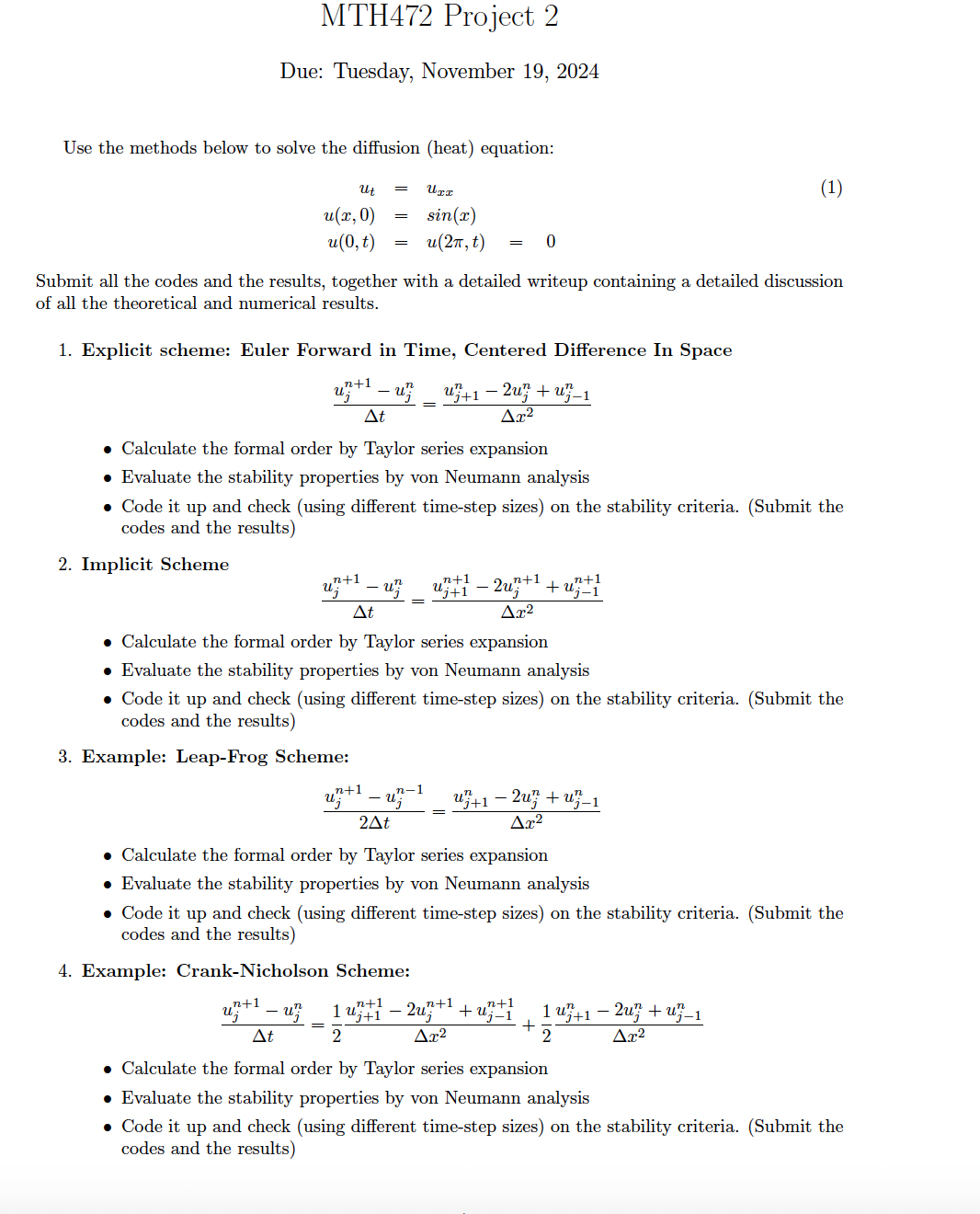 Comp 472 Project Solved MTH472 Project 2Due: Tuesday, November 19, 2024Use | Chegg.com
