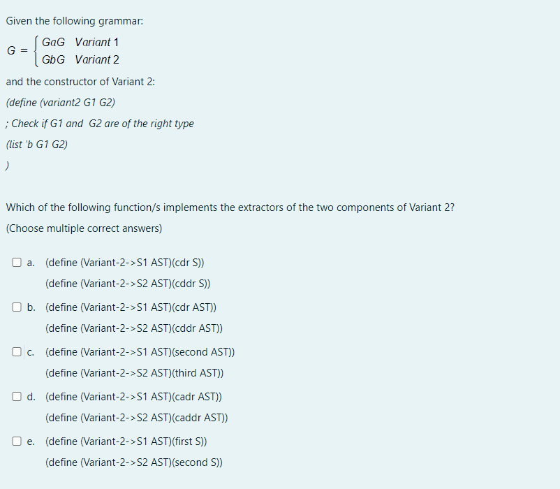 Solved Given the following grammar: G={GaGGbG Variant 1 | Chegg.com