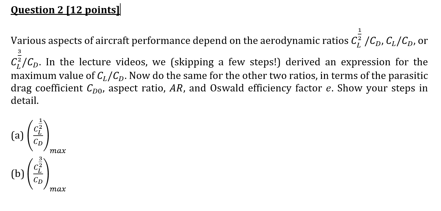 Solved Various aspects of aircraft performance depend on the | Chegg.com
