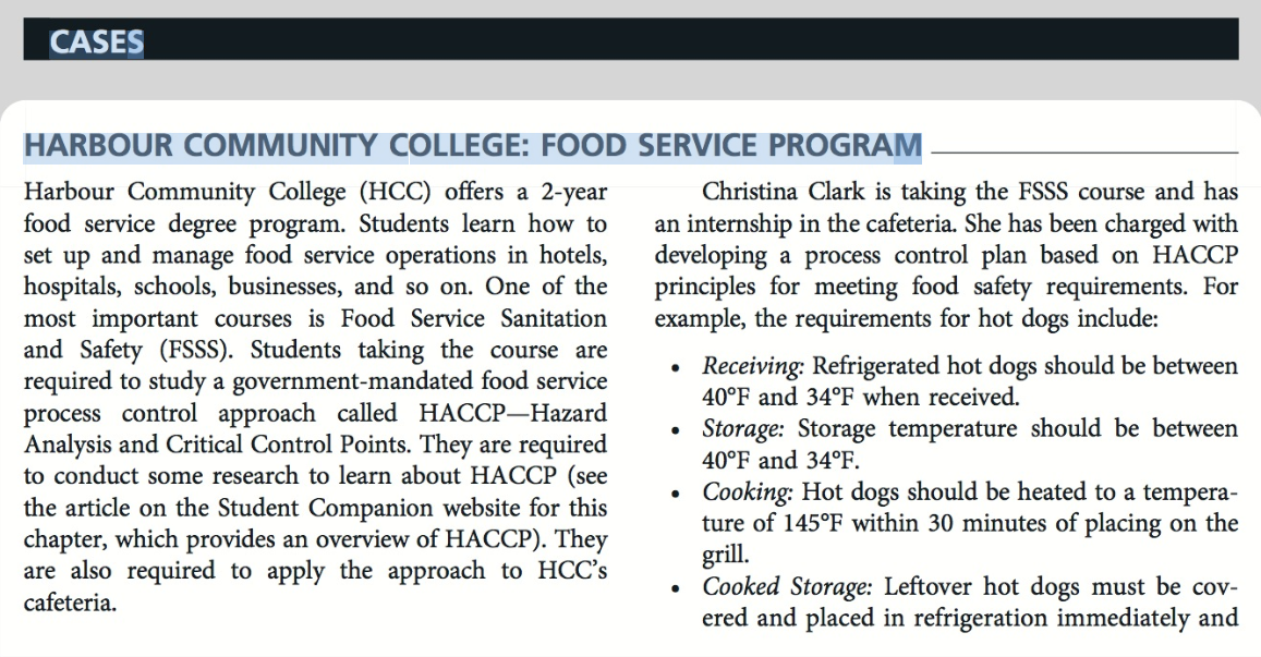 Solved Harbour Community College (HCC) offers a 2year food