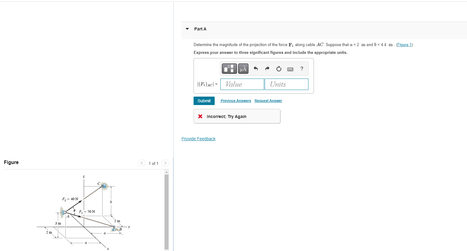 Solved Determine The Magnitude Of The Projection Of The | Chegg.com