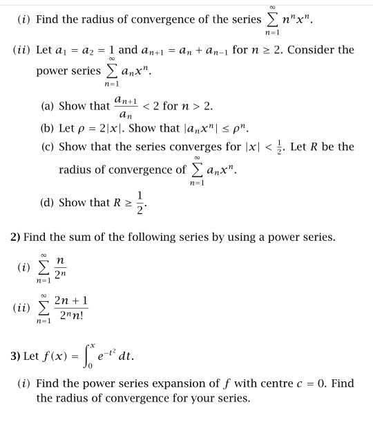 Solved I Find The Radius Of Convergence Of The Series Chegg Com