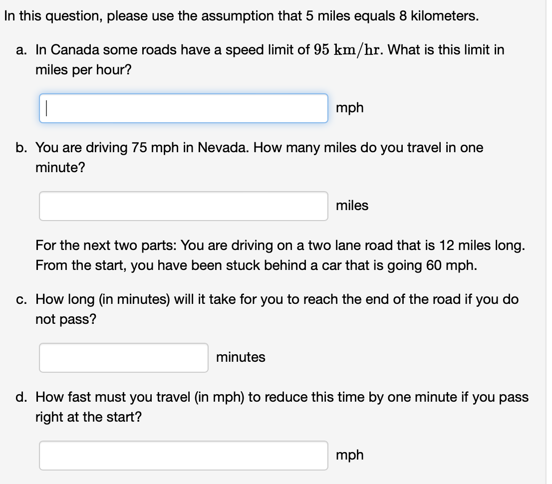 Solved this question please use the assumption that 5 miles