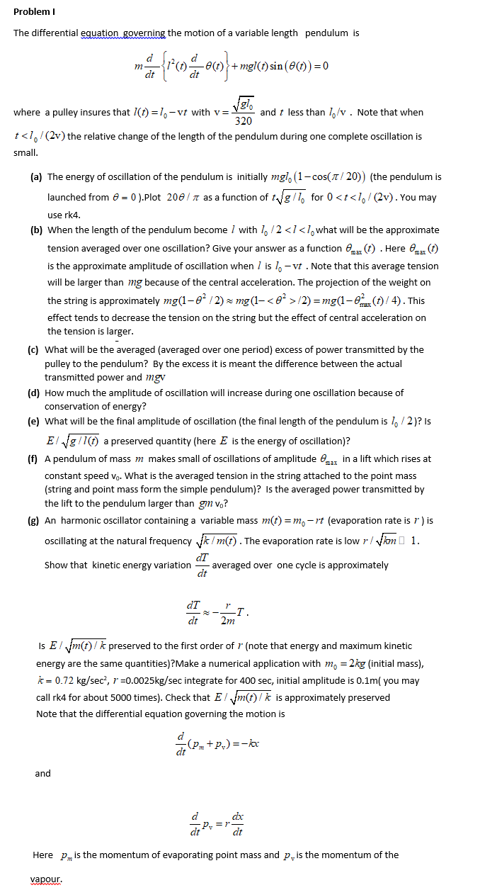 Problemi The differential equation governing the | Chegg.com