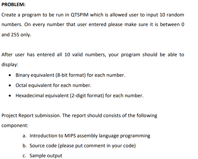 Solved PROBLEM: Create a program to be run in QTSPIM which | Chegg.com