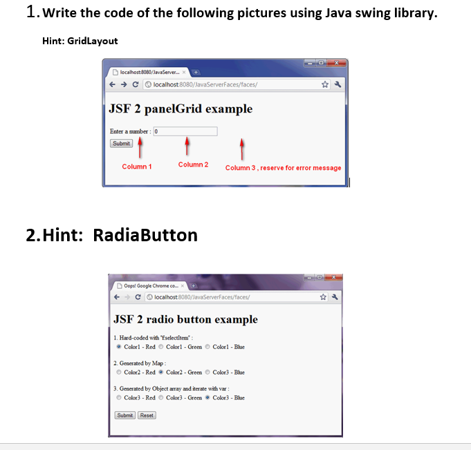 java grid layout example