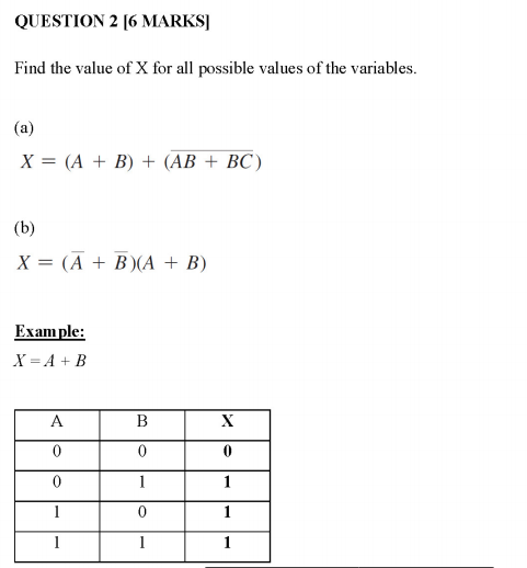 Solved Question 2 6 Marks Find The Value Of X For All Chegg