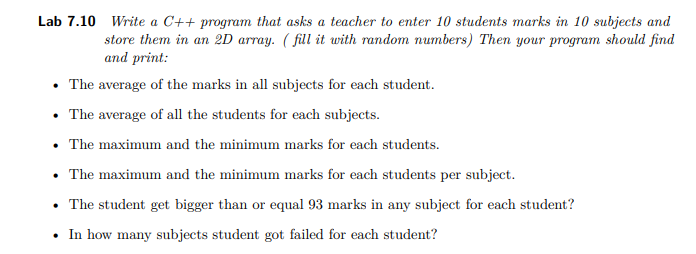 Solved Lab 7.10 Write a C++ program that asks a teacher to | Chegg.com