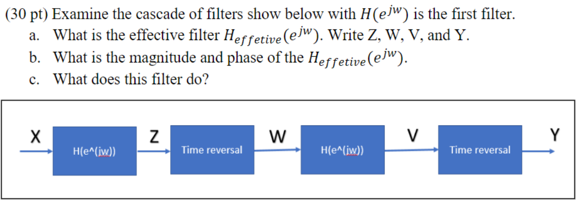 Solved (30 pt) Examine the cascade of filters show below | Chegg.com