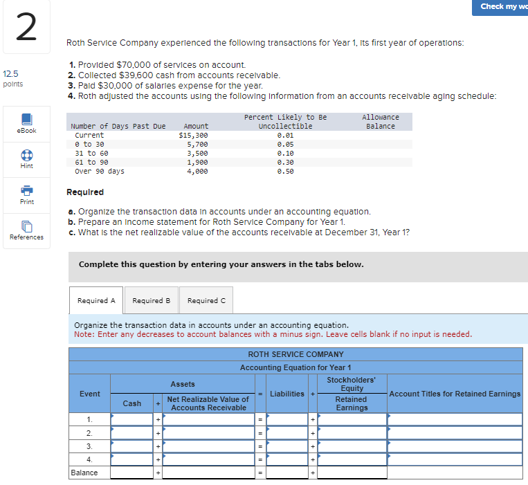 Solved Prepare an income statement for Roth Service Company | Chegg.com
