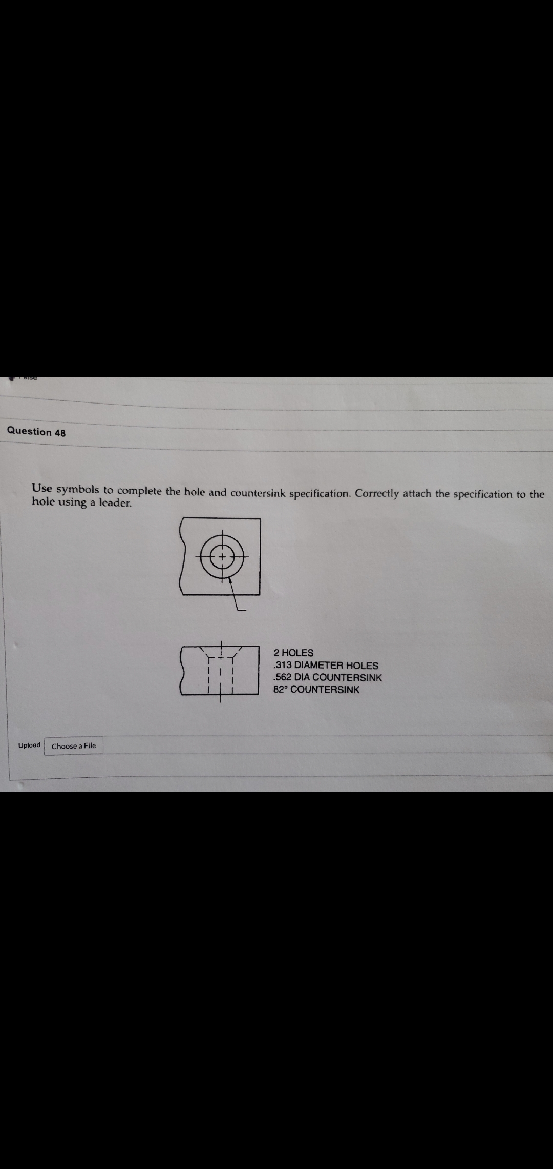 Solved Use symbols to complete the hole and countersink