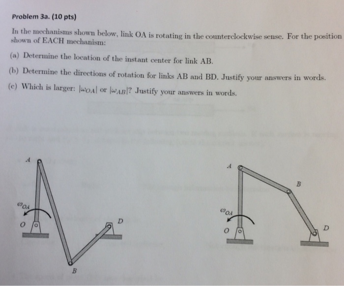 In The Mechanisms Shown Below, Link OA Is Rotating In | Chegg.com