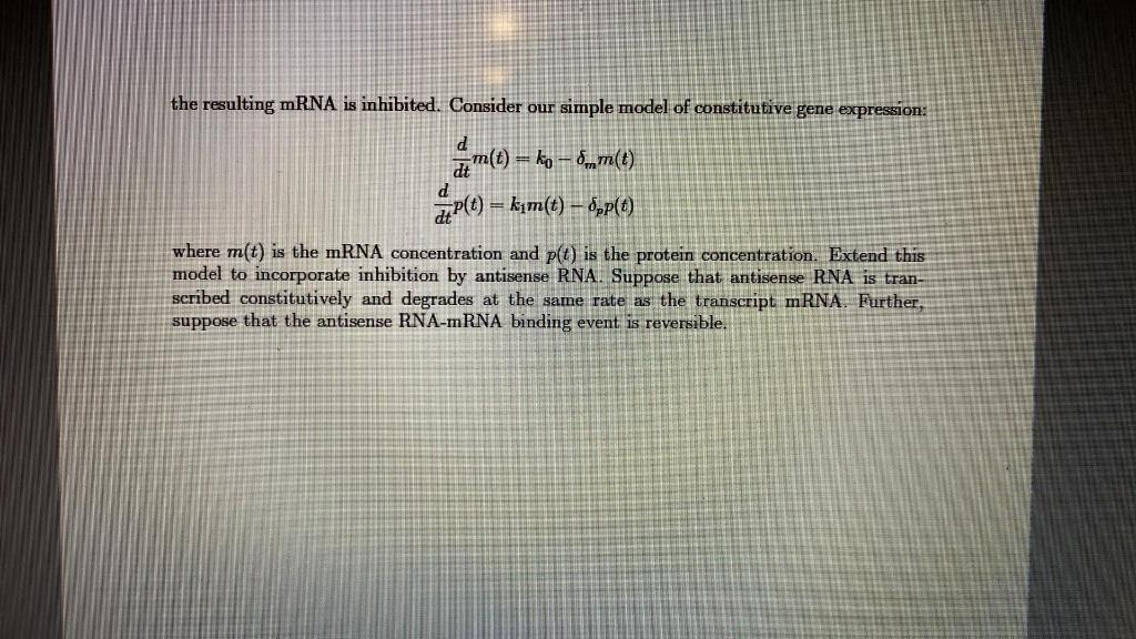Solved [/4 4. Antisense RNA. Gene expression can be | Chegg.com