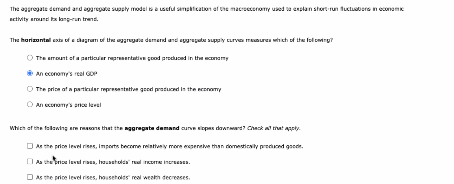 Solved The Aggregate Demand And Aggregate Supply Model Is A | Chegg.com