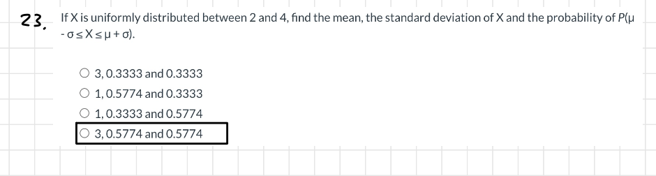 Solved If x ﻿is uniformly distributed between 2 ﻿and 4 , | Chegg.com