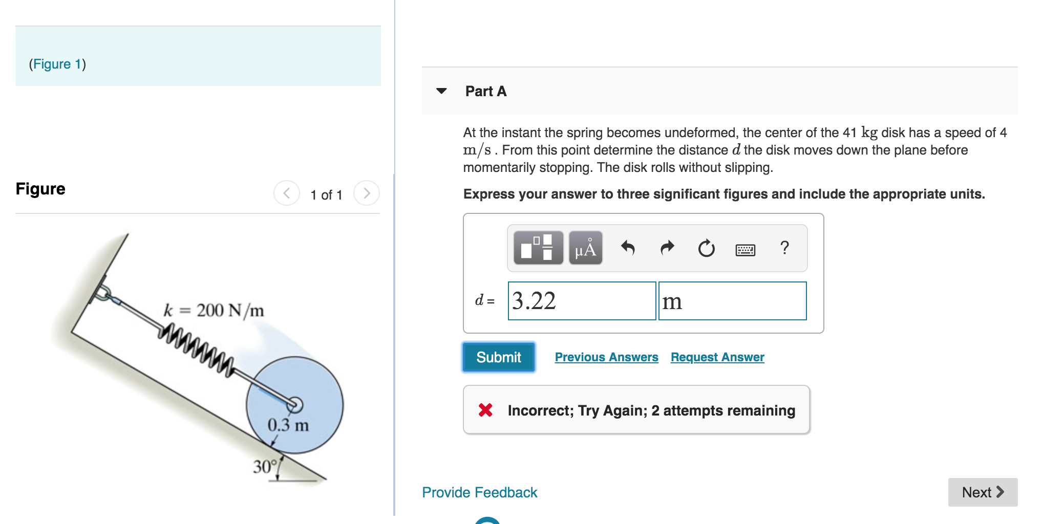 Solved (figure 1) Part A At The Instant The Spring Becomes 