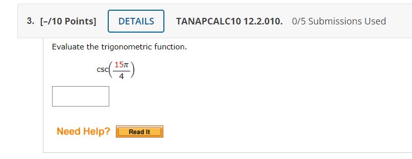 Solved 1. [-/10 Points] DETAILS TANAPCALC10 12.2.002. 0/5 | Chegg.com