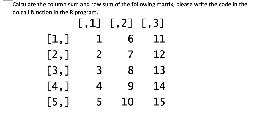 Solved Calculate the column sum and row sum of the following