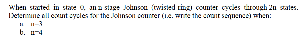 Solved When started in state 0, an n-stage Johnson | Chegg.com