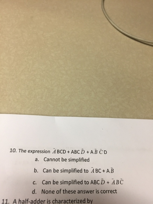 which is the simplified form of the expression abcd reset