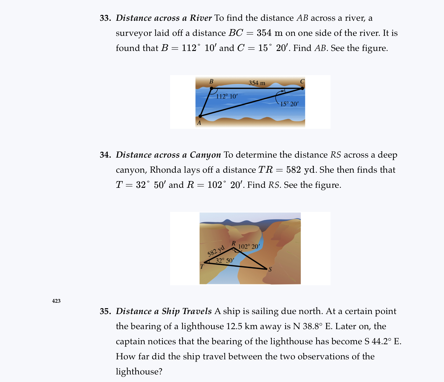 Solved 21. B=20∘50′,C=103∘10′,AC=132ft33. Distance Across A | Chegg.com