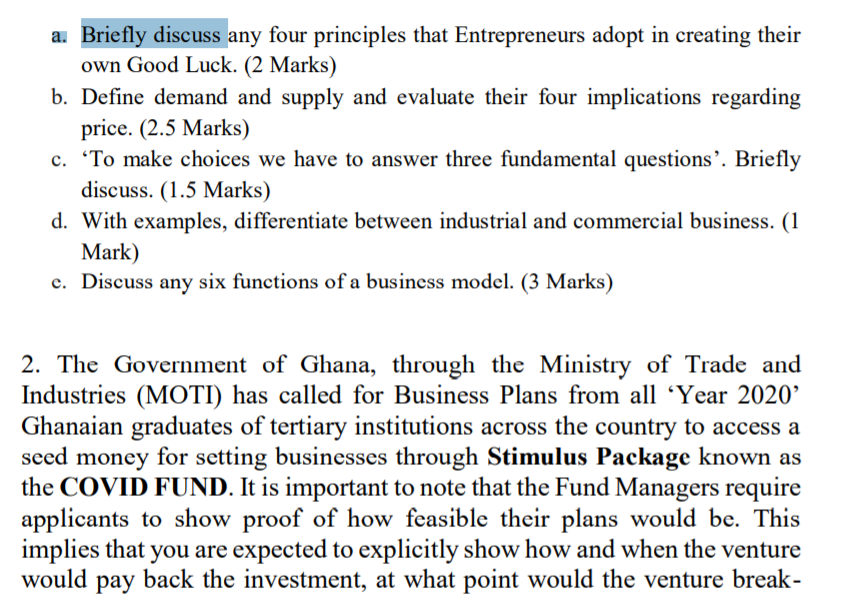 Solved a. Briefly discuss any four principles that