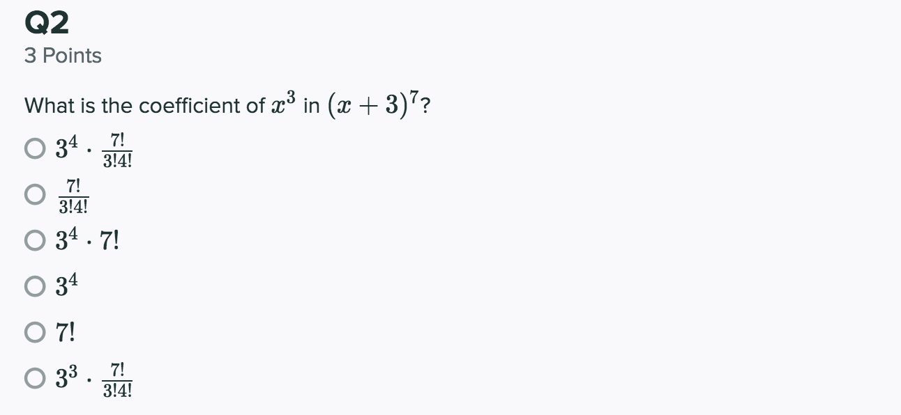 Solved Q2 3 Points What Is The Coefficient Of Ae3 In X Chegg Com