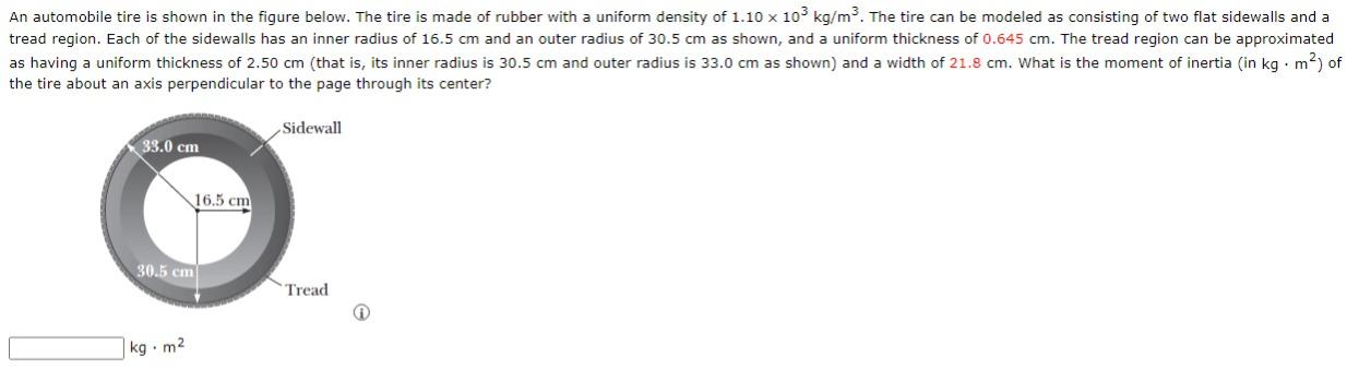 Solved An automobile tire is shown in the figure below. The | Chegg.com