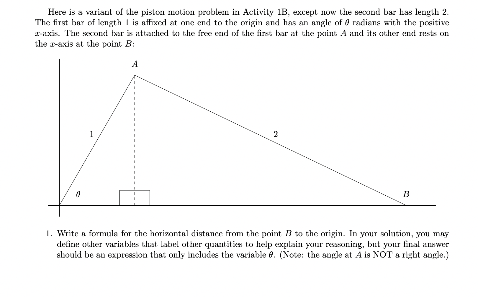 Solved Here is a variant of the piston motion problem in | Chegg.com