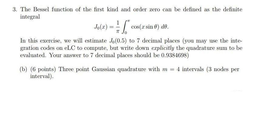 3. The Bessel function of the first kind and order | Chegg.com