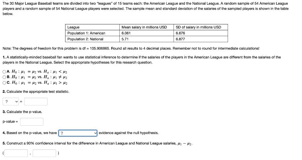 Solved The 30 Major League Baseball teams are divided into | Chegg.com