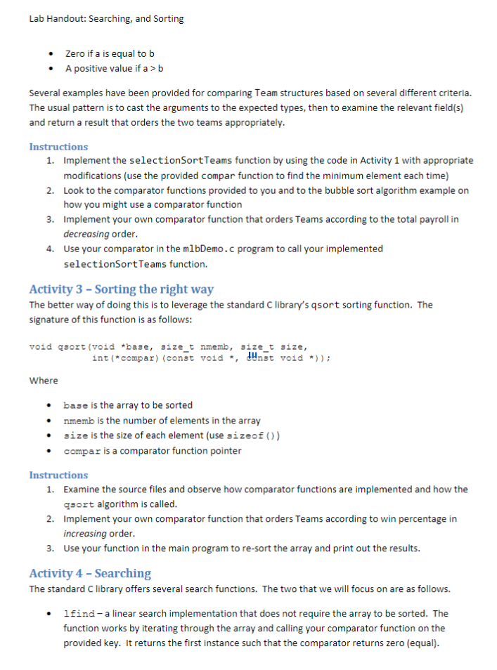 Solved Activity 1 - Sorting the wrong way In this activity, | Chegg.com