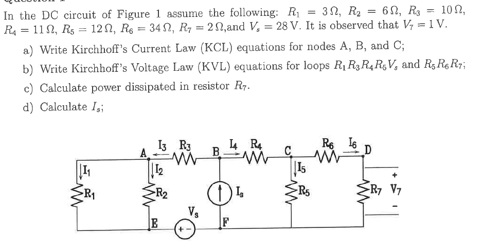 Solved In the DC circuit of Figure 1 assume the following: | Chegg.com