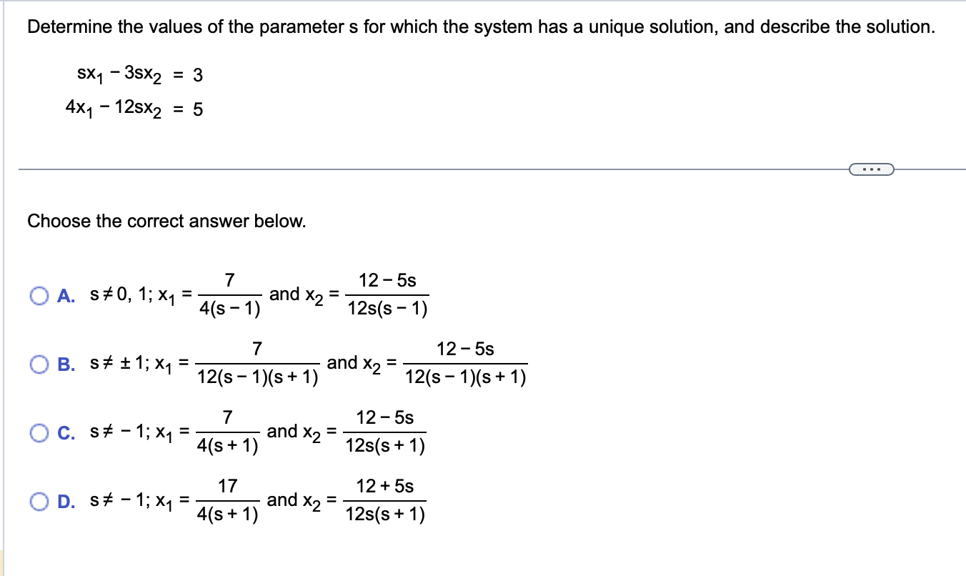 Solved Determine the values of the parameter s for which the | Chegg.com