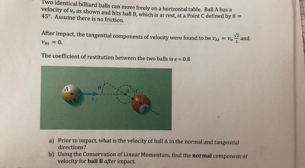 Solved Two identical billiard balls can move freely on a