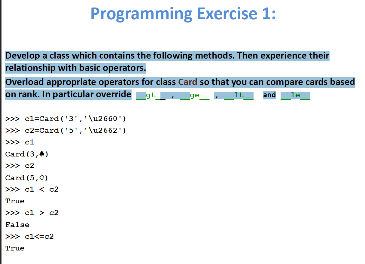 Solved Programming Exercise 1: Develop A Class Which | Chegg.com