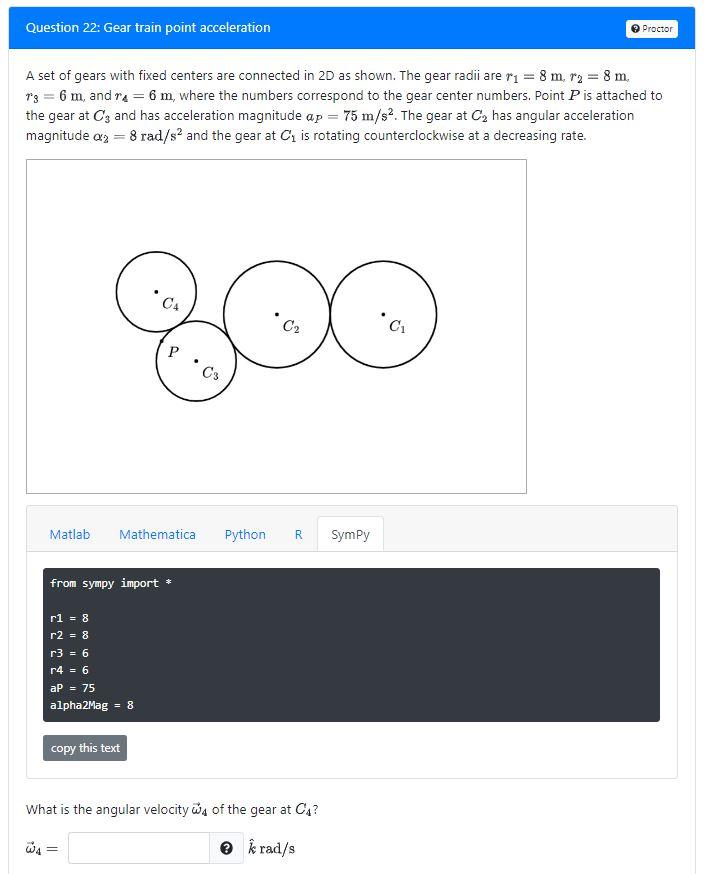 Solved Question 22 Gear train point acceleration Proctor A