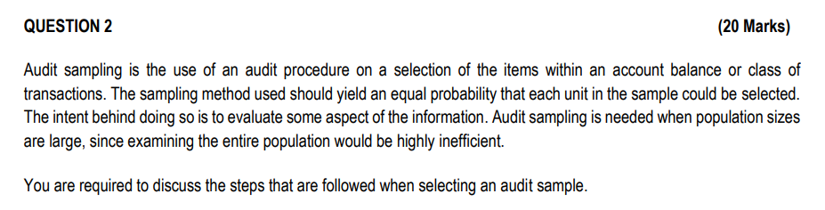 Solved Audit sampling is the use of an audit procedure on a | Chegg.com