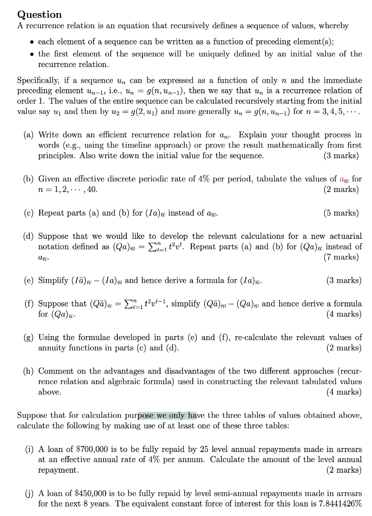 Question A recurrence relation is an equation that | Chegg.com