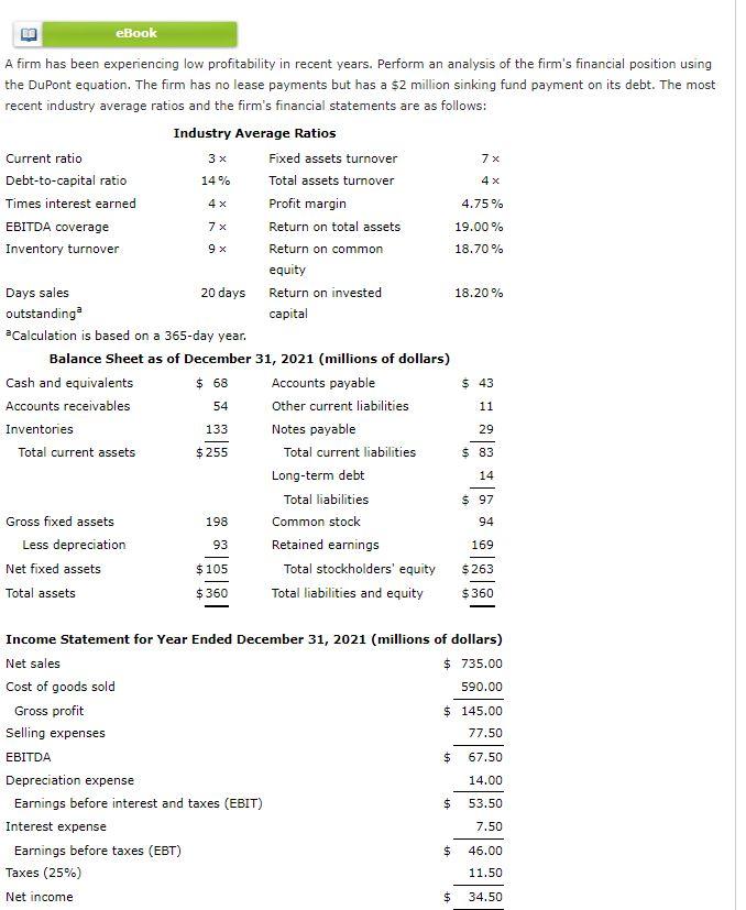 Solved A firm has been experiencing low profitability in | Chegg.com