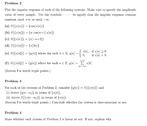 Solved Problem 2 Plot the impulse response of each of the | Chegg.com