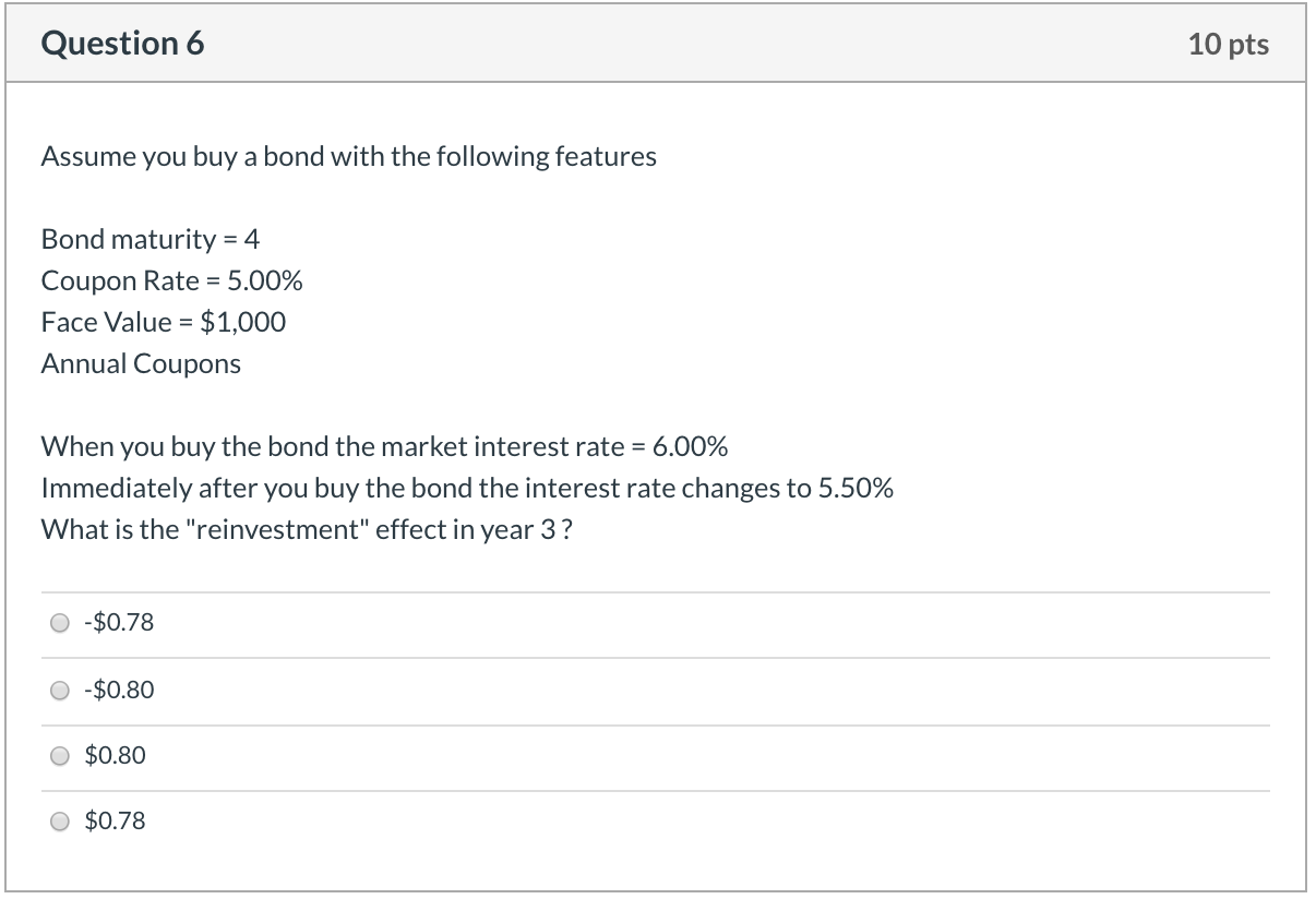 Question 6 10 Pts Assume You Buy A Bond With The | Chegg.com